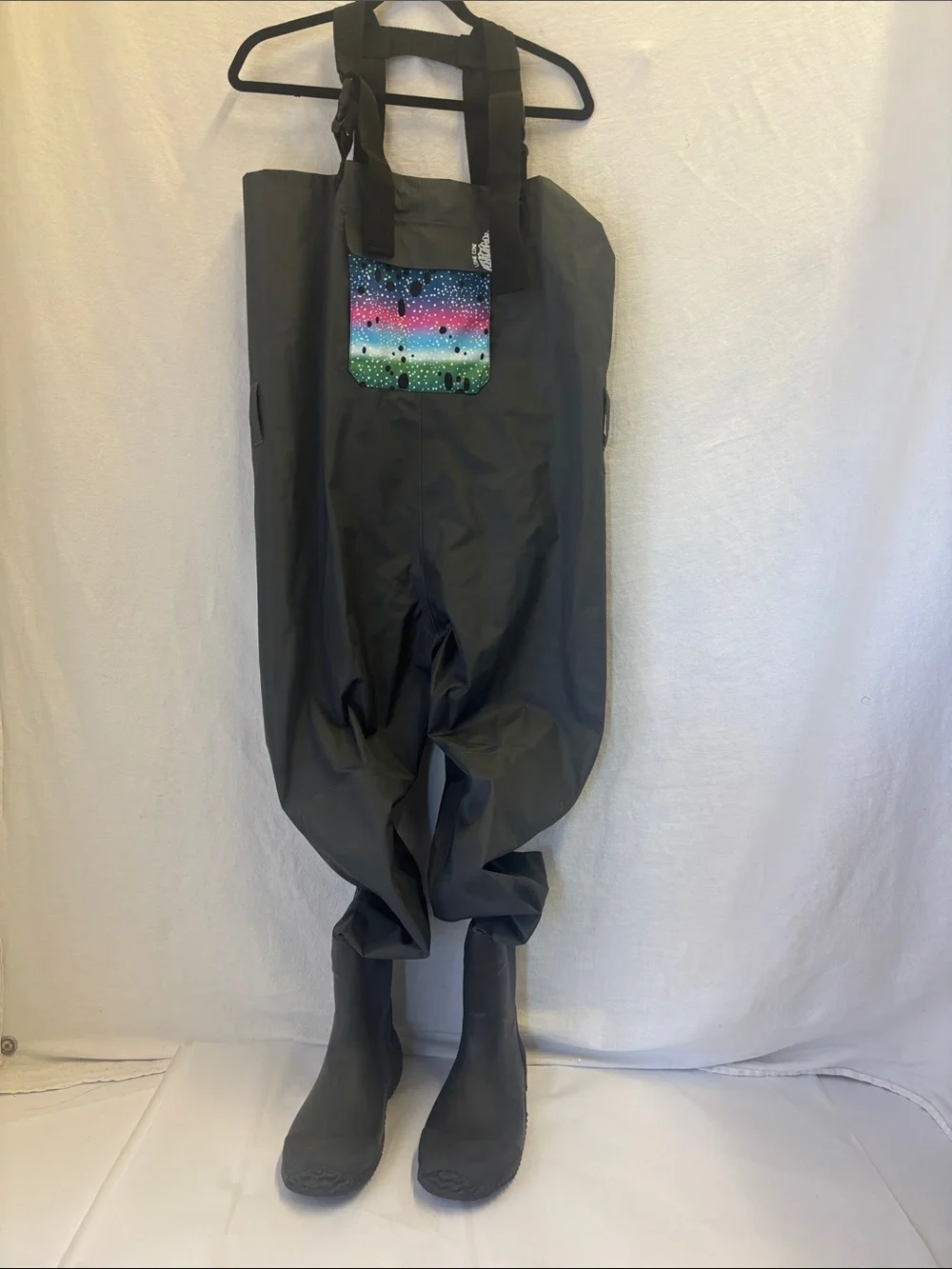 NWOT LONECONE Kids Fishing Waders Boot Foot Chest Waders with Trout Print